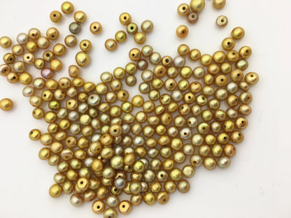 30pcs AAA 4.5-5mm brown button round freshwater pearl,0.9mm half hole,BTN4-T1