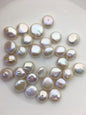 20pcs AAA/AA+ 13-15mm White Coin freshwater pearls,diy bead, 0.9mm half hole , flat round pearl bead,COIN12-T17
