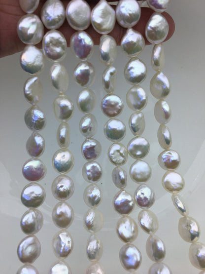 AA+ 10-11mm White Coin freshwater pearls,diy bead,flat round pearl bead,COIN12-2A-2-28