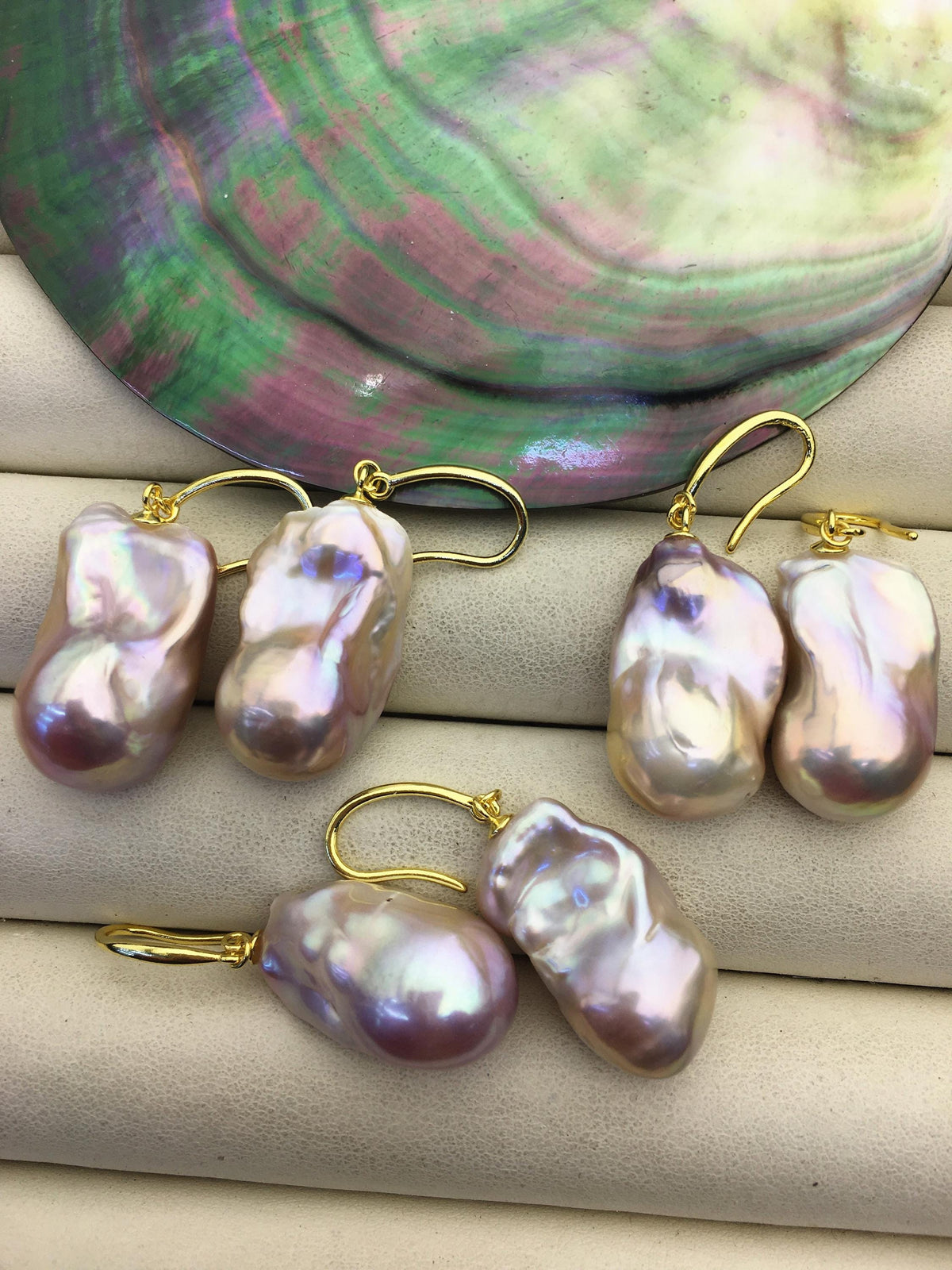 1 pair AAA 13-18mm natural purple flame ball pearl dangle earrings,gold sterling silver earrings,SE3-031-15