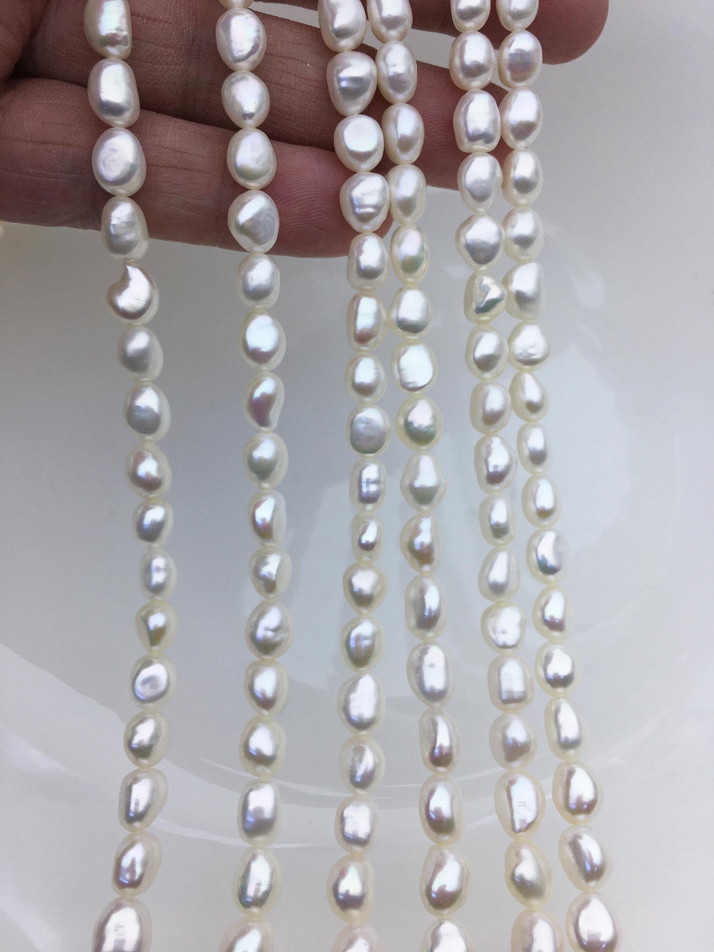 AA+ 6.5-7.3mm white nugget freshwater pearls,irregular nugget freshwater pearl strand,LM7-T4