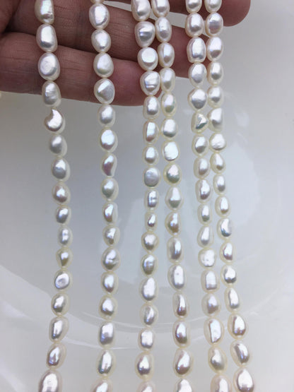 AA+ 6.5-7.3mm white nugget freshwater pearls,irregular nugget freshwater pearl strand,LM7-T4
