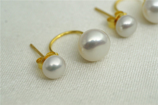 20% OFF,Two pearl stud earrings,White genuine freshwater real pearl earring,Pearl Stud Sterling,wedding pearl earrings,SE3-057