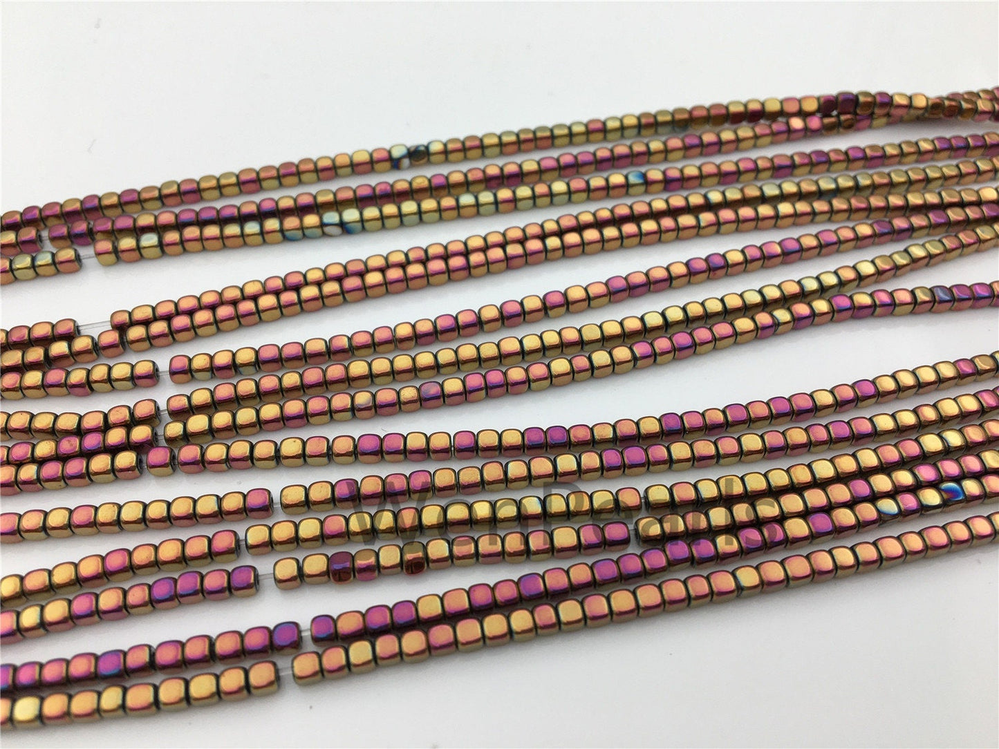 Hematite,Rainbow 2mmx2mm cube square Beads,AAA, 15.5 inches,G50-CU22-004