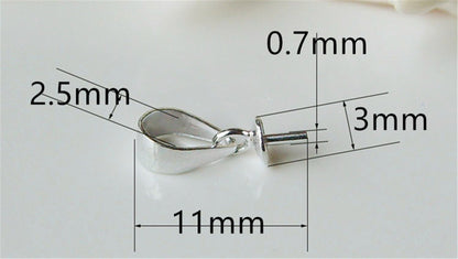 5pcs/10pcs 3mmx11mm Silver/Gold/Rose Gold S925 Sterling Silver Bail Pin w/Cup Pearl Charm Pendant Connector 3mm cap Findings,ASL-P-001