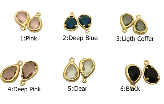 5pcs 7.5x11mm Heart Glass faceted pendant,Brass plated 14k gold,Polished Gold-Plated,ACC-GL-002