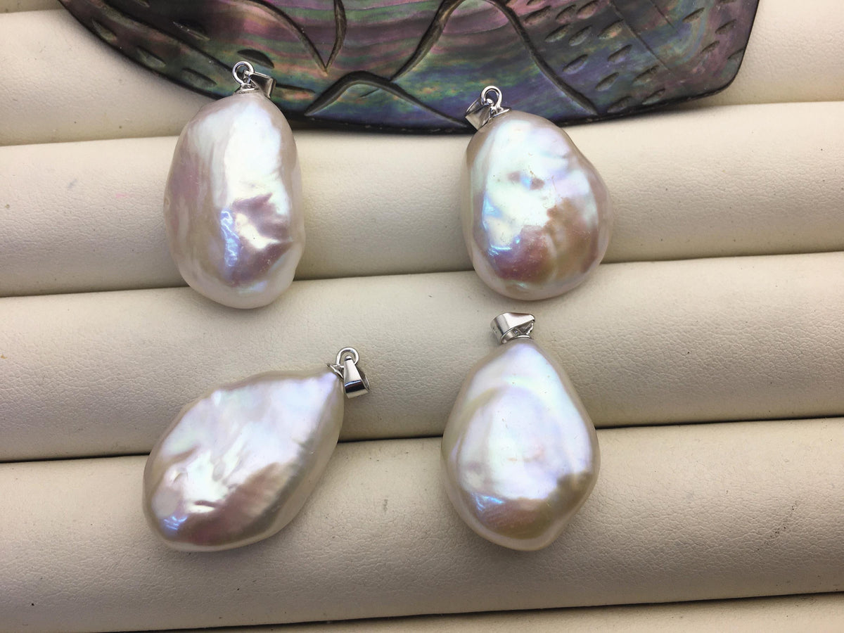 1pc AAA 16-17x19-21mm White Drop Coin Baroque pearl pendant,NC1-043