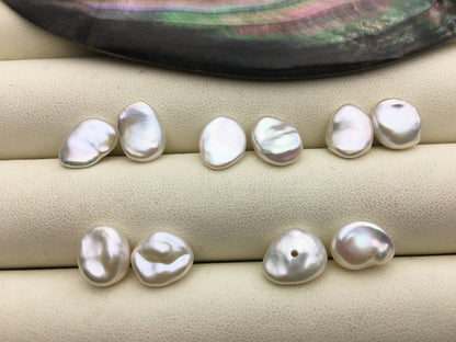 AAA 7/8/9/10mm White keshi pearls Pair,for make stud earrings,baroque pearl,loose pearl beads,very high luster,ZS-127-32