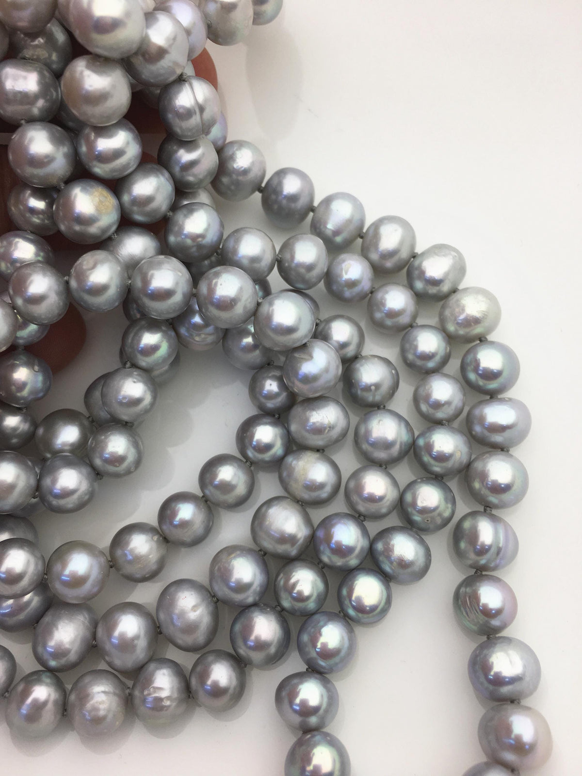 48'' 9mm Gray Near round potato Pearl Necklace,dark gray Pearl necklace,gray round pearl, Love, Mothers Day,Happiness,wholesale,NPN1-002
