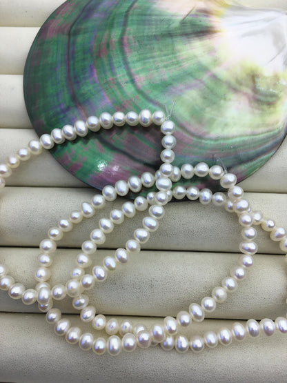 1pc AAA 7'' 4-5mm white potato Freshwater pearl Elastic string Bracelet,B8-009