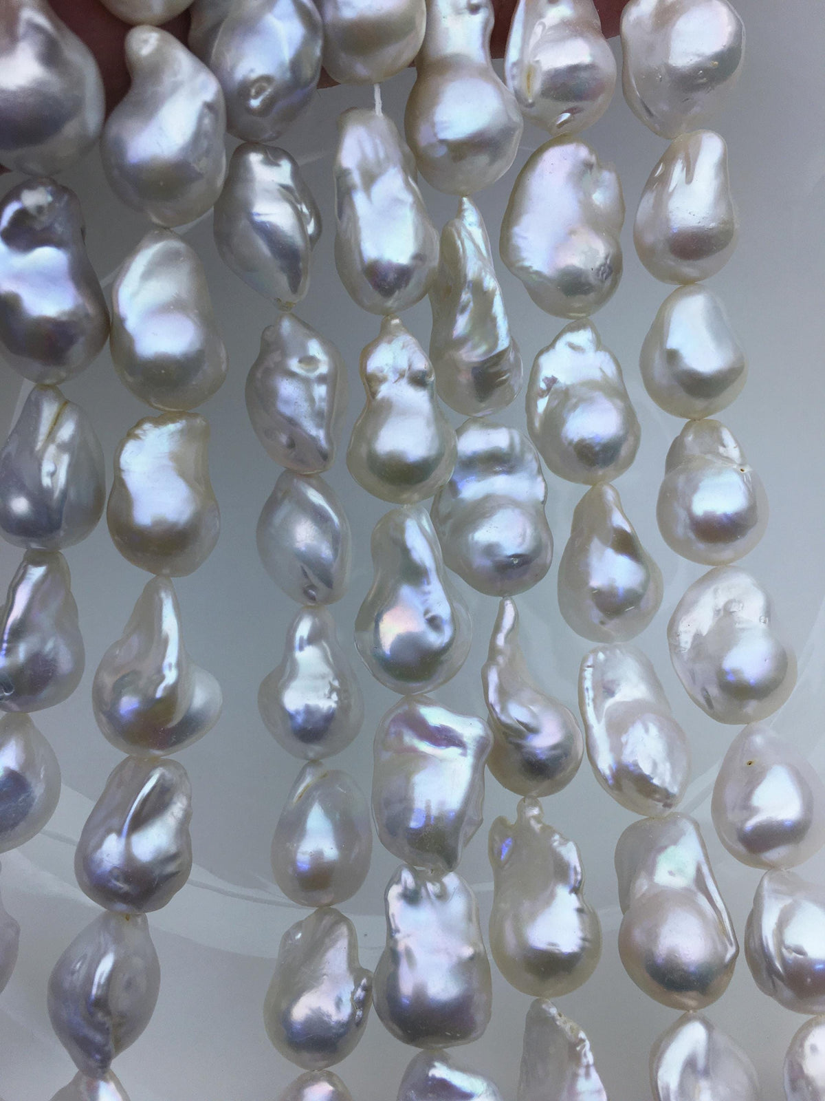 15.5'' AAA 13-16mm white with natural gray flame ball pearl,FL15-3A-7-39