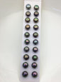 10 pairs AAA 10.5-11mm green rainbow button round freshwater pearls,BTN10-T3