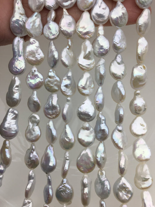AA 11-12mm White Long Drop Coin freshwater pearls,diy bead,COIN12-2A-2-9