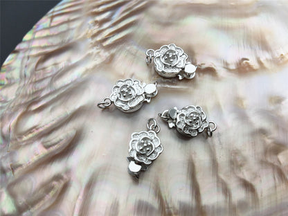 8.5mm 925 sterling silver flower clasp, single strand clasp, push-in pearl clasp, necklace clasp, fashion jewelry findings, ASL-CL-013