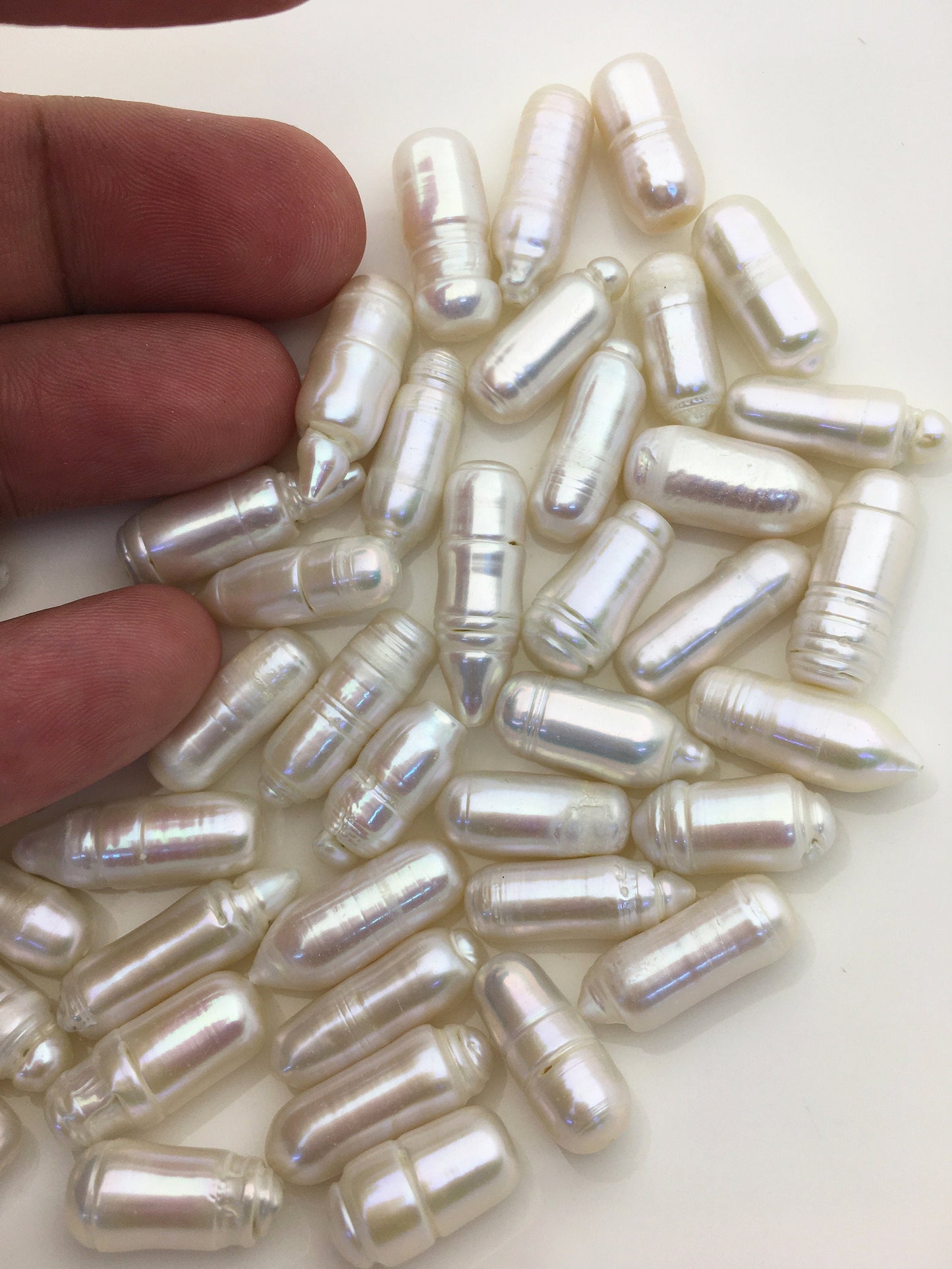 10pcs AA+ 6-8.5mm White Cylinder Shape Freshwater Pearl,0.6mm through hole,ZS-103-18-1
