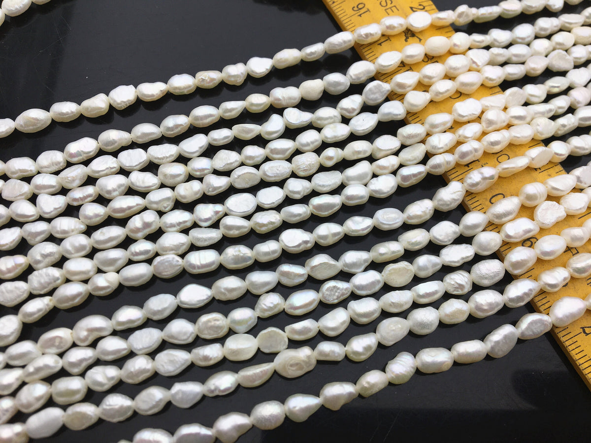 20% OFF 5 strands AA 3.5-4mm white nugget freshwater pearls,irregular nugget freshwater pearl strand,pearl factory china,LM3-2A-3