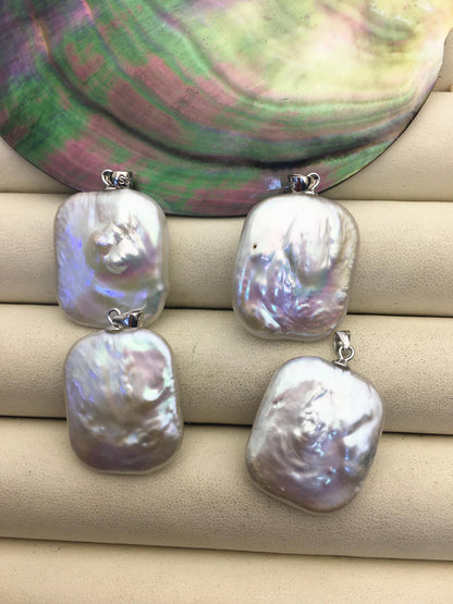 2pcs AA+ 20-22mm Big Rectangle Baroque freshwater pearl pendant,NC1-032