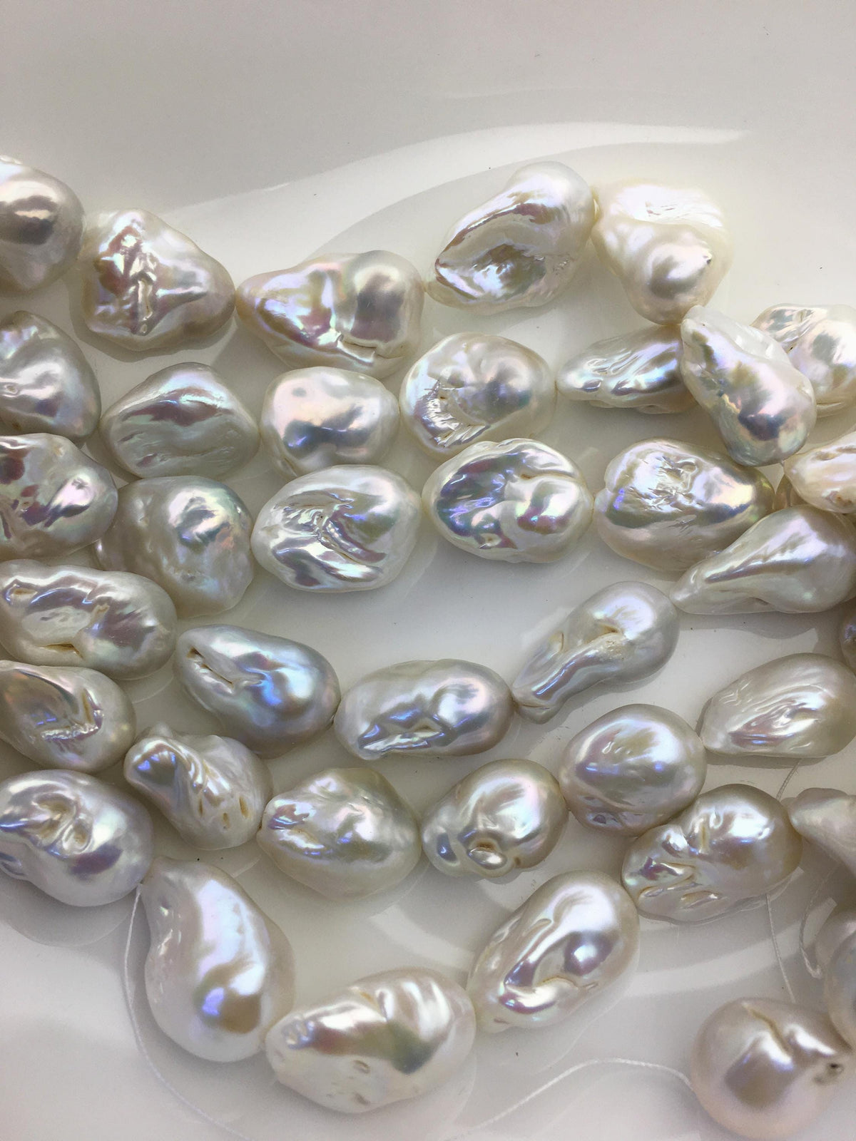 15.5'' AA 15-17mm Big white flame ball pearl,FL15-2A-5-17