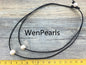 2 rows pearl necklace,Leather Necklace,9-10mm round pearl,High Luster pearl, Pearl Leather Necklace,Black Leather Pearl necklace,Le1-047
