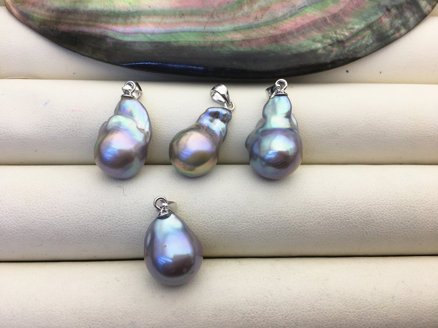 1pc AAA 12-15mm Gray Rainbow Middle Size Baroque pearl pendant,NC1-T34