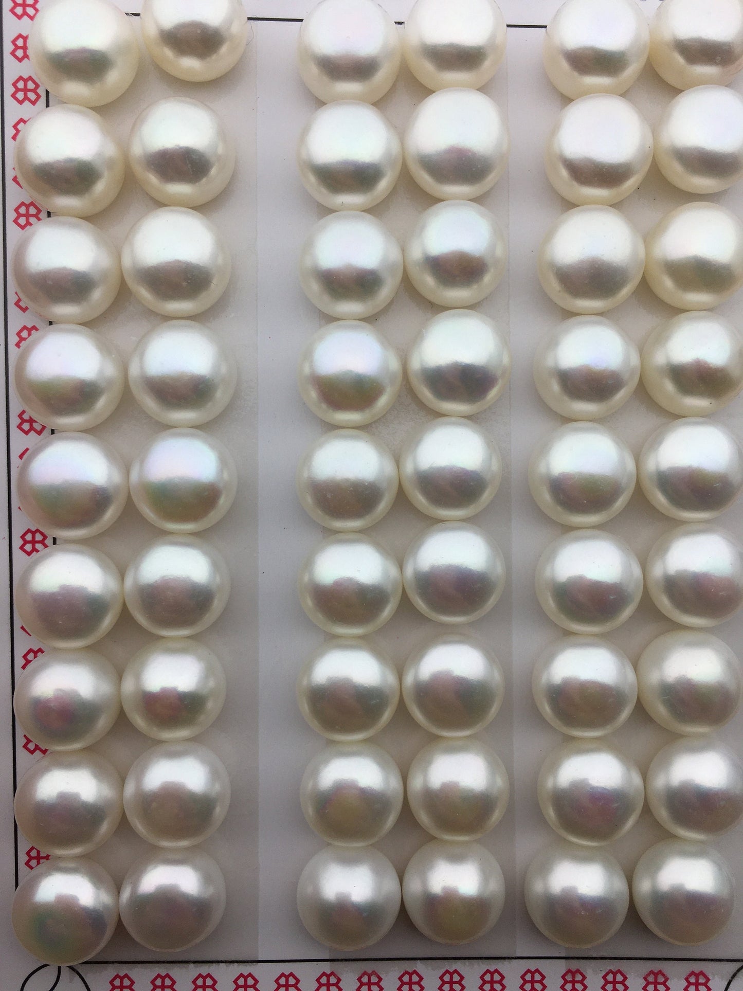 2 pairs AAA+ 9.5-10mm button round freshwater pearls pairs,earring material,flat back pearl pair,half drilled,BTN9-4A-2