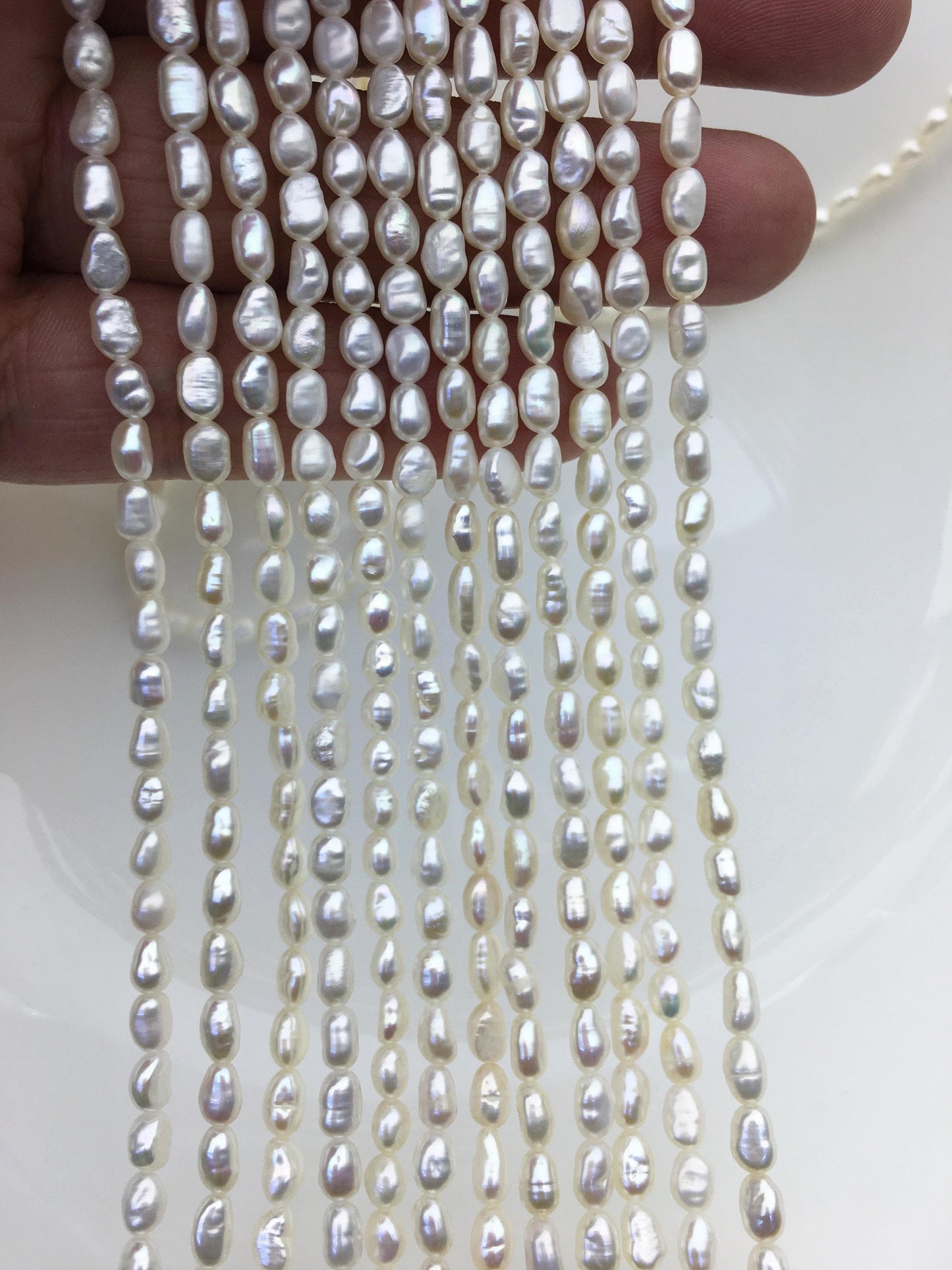 AA 3.5-4mm white nugget seed pearls,irregular nugget freshwater pearl strand,cheap price,pearl factory china,LM3-2A-1