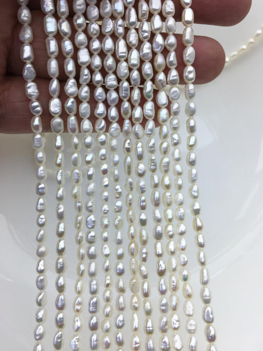 AA 3.5-4mm white nugget seed pearls,irregular nugget freshwater pearl strand,cheap price,pearl factory china,LM3-2A-1