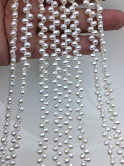 AAA 4.5-5mm white rice freshwater pearls,Cultured white rice freshwater pearls beads strand,Valentine's Day gift,LR4-3A-44