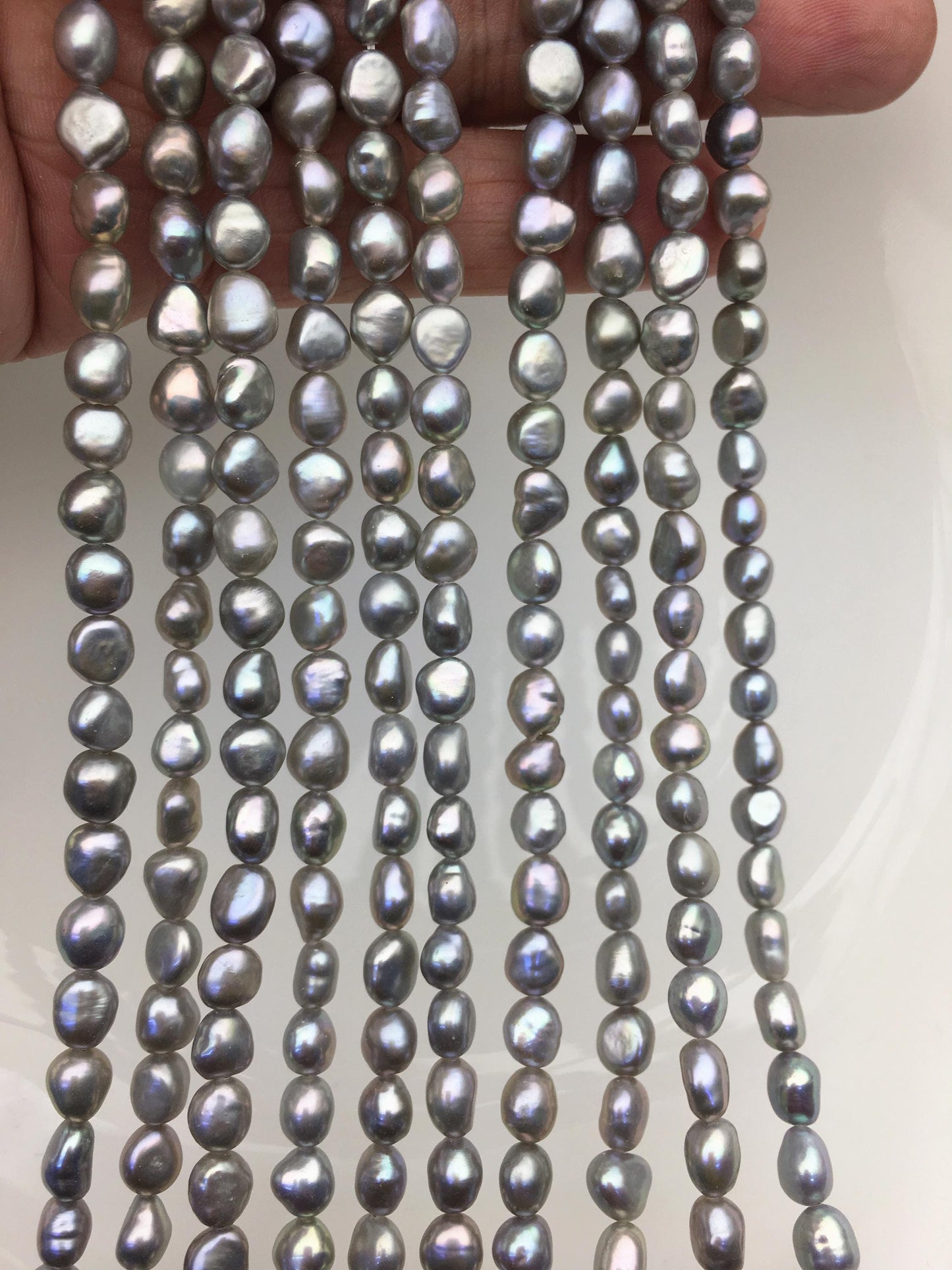 AAA 6-6.5mm gray nugget freshwater pearls,3A baroque pearl,irregular nugget freshwater pearl strand,LM6-3A-20
