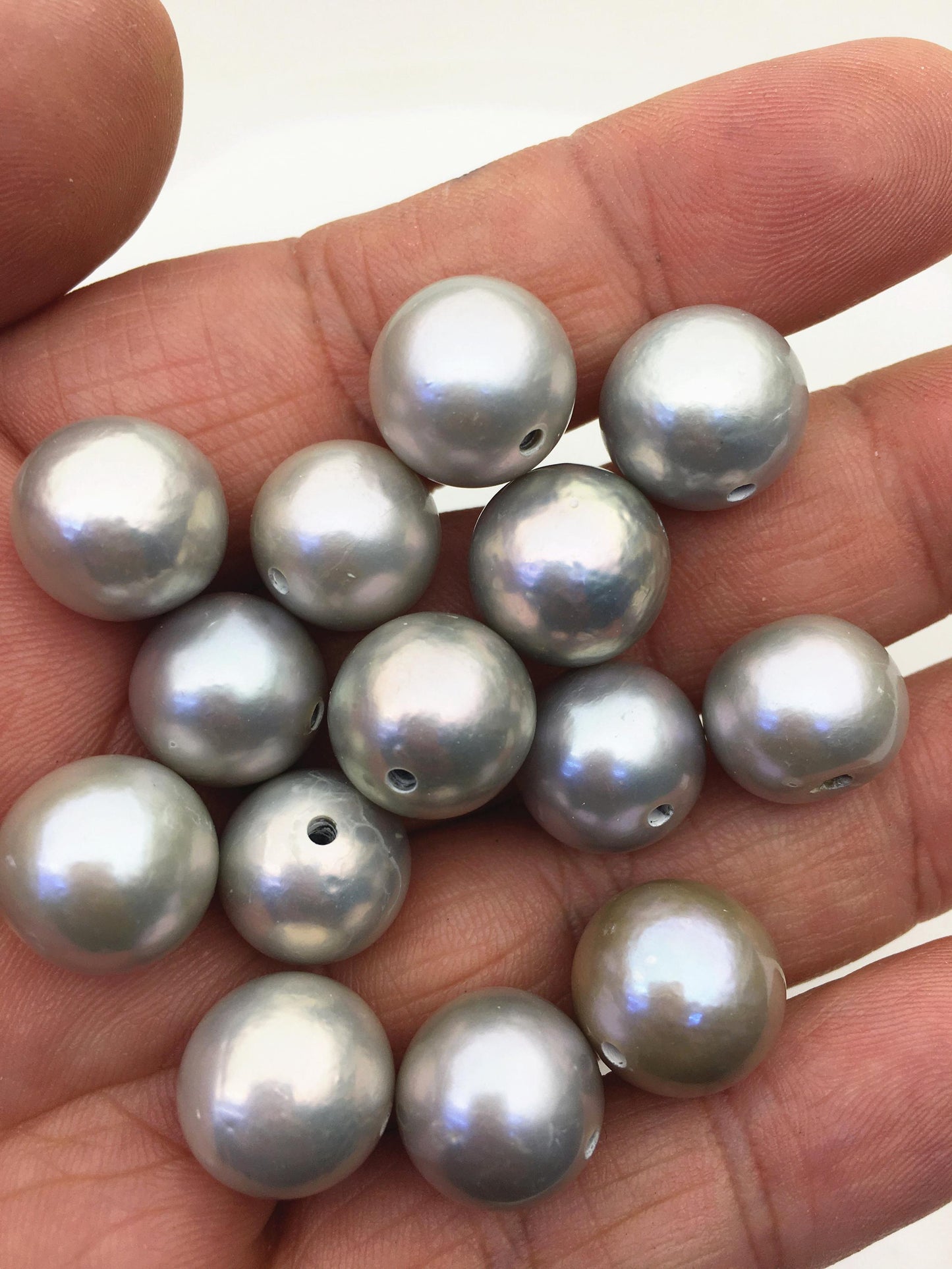 6pcs AA+ 13-14mm Gray Round edison freshwater pearl,1.8mm large hole,RP13-T3