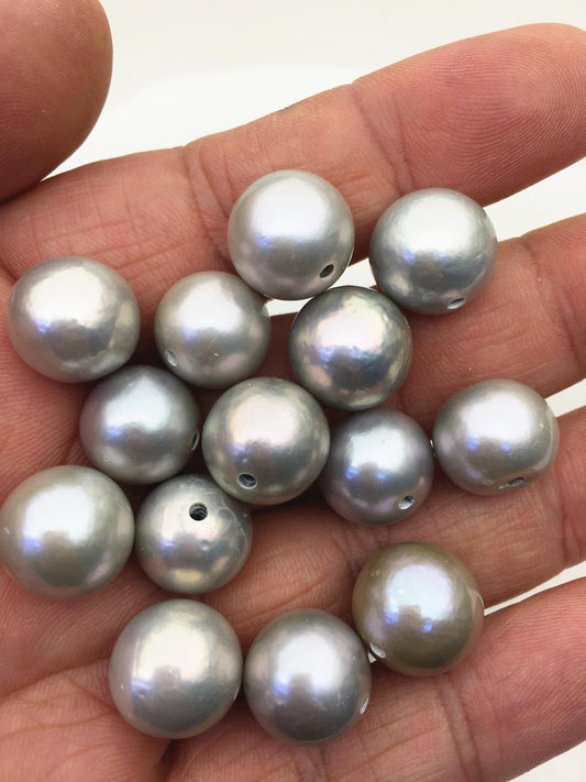 6pcs AA+ 13-14mm Gray Round edison freshwater pearl,1.8mm large hole,RP13-T3