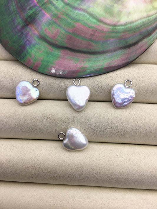 5pcs AAA 11-12mm White Heart pearl pendant,NC1-013