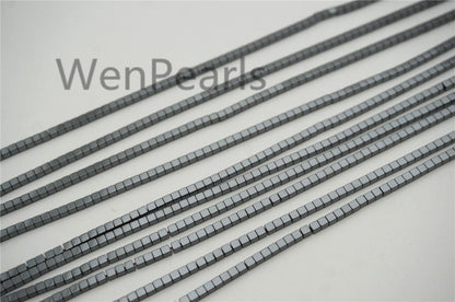 Hematite,1mm,2mm,3mm,4mm cube square Beads,AAA, SELECT SIZE,15.5 inches,G50-CU14-001