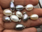 AAA 10x12.5-15mm White/Gray LONG oval pearl pendant necklace,Select Pearl Color - Rice Pearl necklace - NC1-017
