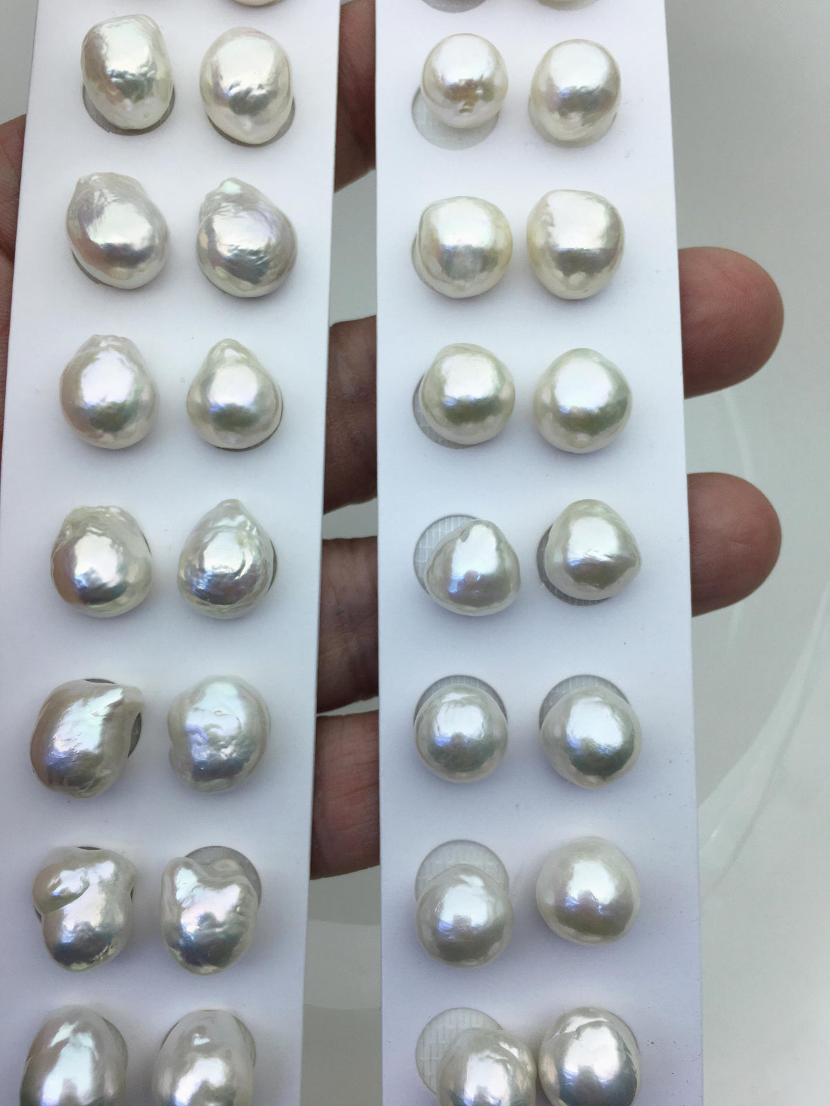 5pairs AAA 10-11mm White baroque drop edison freshwater pearl Pair,no hole,ED11-3A-2-31