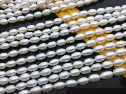 AAA 6.3-7.3mm*9.5-11.5mm white LONG rice freshwater pearls,Cultured white freshwater pearls beads,pearl necklace,wholesale pearl,LR7-3A-72