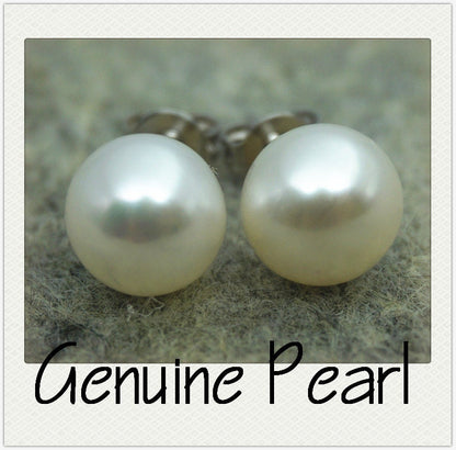 SELECT SIZE-One pair white pearl earrings,Ivory studs,Sterling Silver,button round, bridesmaid gifts,post earring,Christmas Gift,SE1-008
