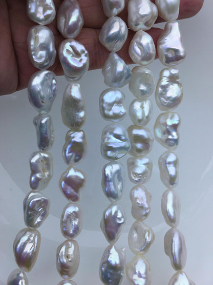 AA+ 11-14mm White thick long keshi Freshwater Pearl,ZS-200-34