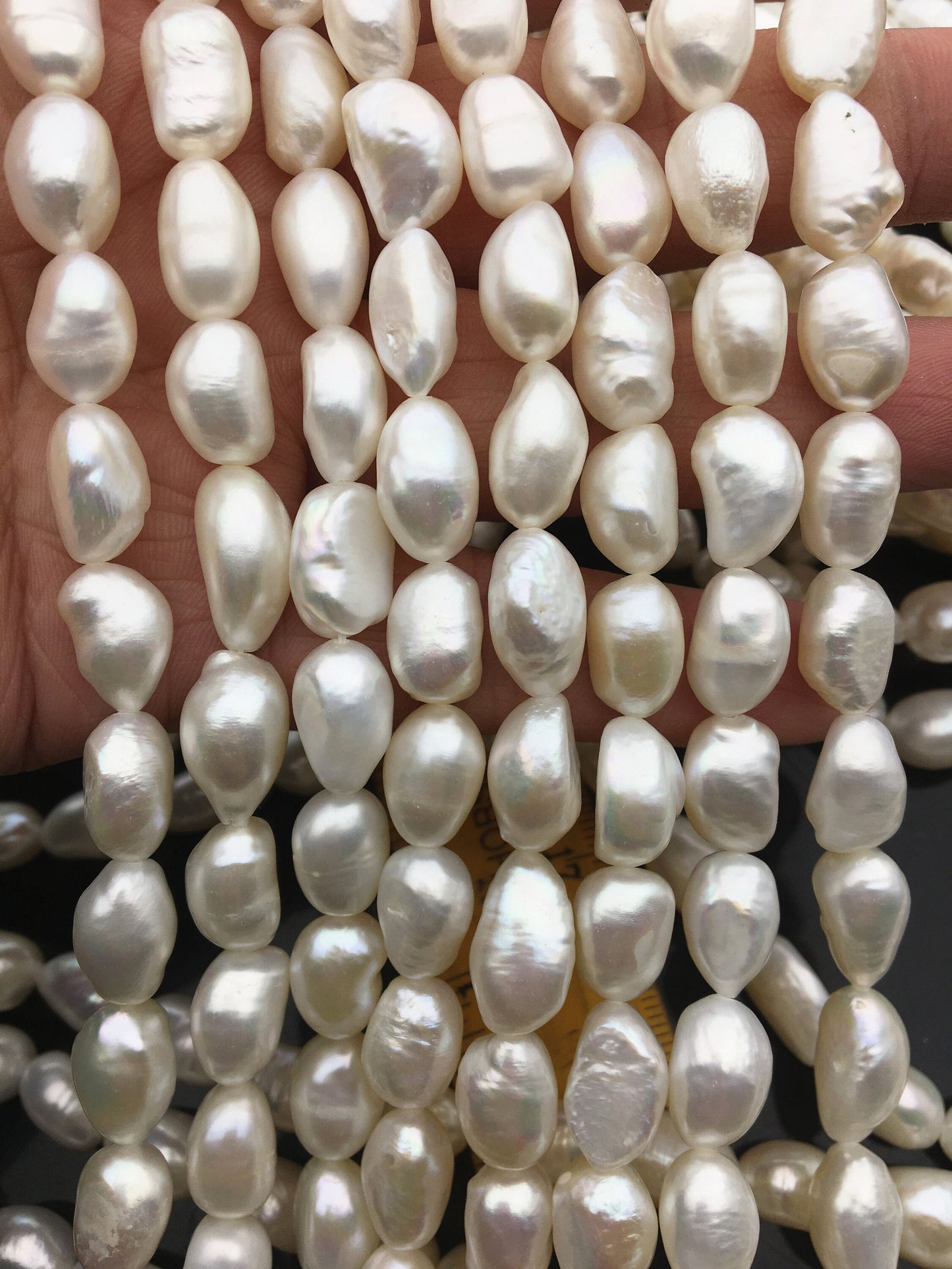 AA 9-10mm white long nugget freshwater pearls,LM9-2A-3