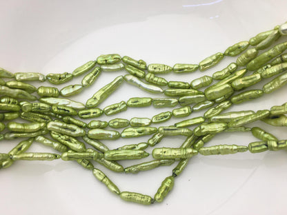AA 5-7mm green Biwa Pearl Necklace,Genuine Fresh Water Pearl,Wedding Necklace,Mothers Day,ZS-80-10-51