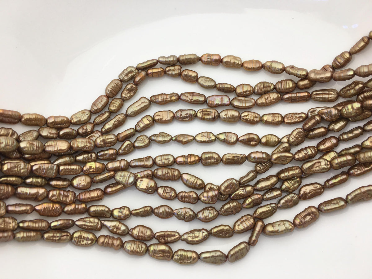 AA 5-6mm brown toothpick Biwa Pearl Necklace,Genuine Fresh Water Pearl,Wedding Necklace,Mothers Day,ZS-80-10-21