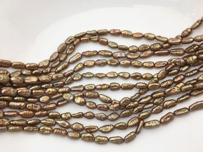 AA 5-6mm brown toothpick Biwa Pearl Necklace,Genuine Fresh Water Pearl,Wedding Necklace,Mothers Day,ZS-80-10-21