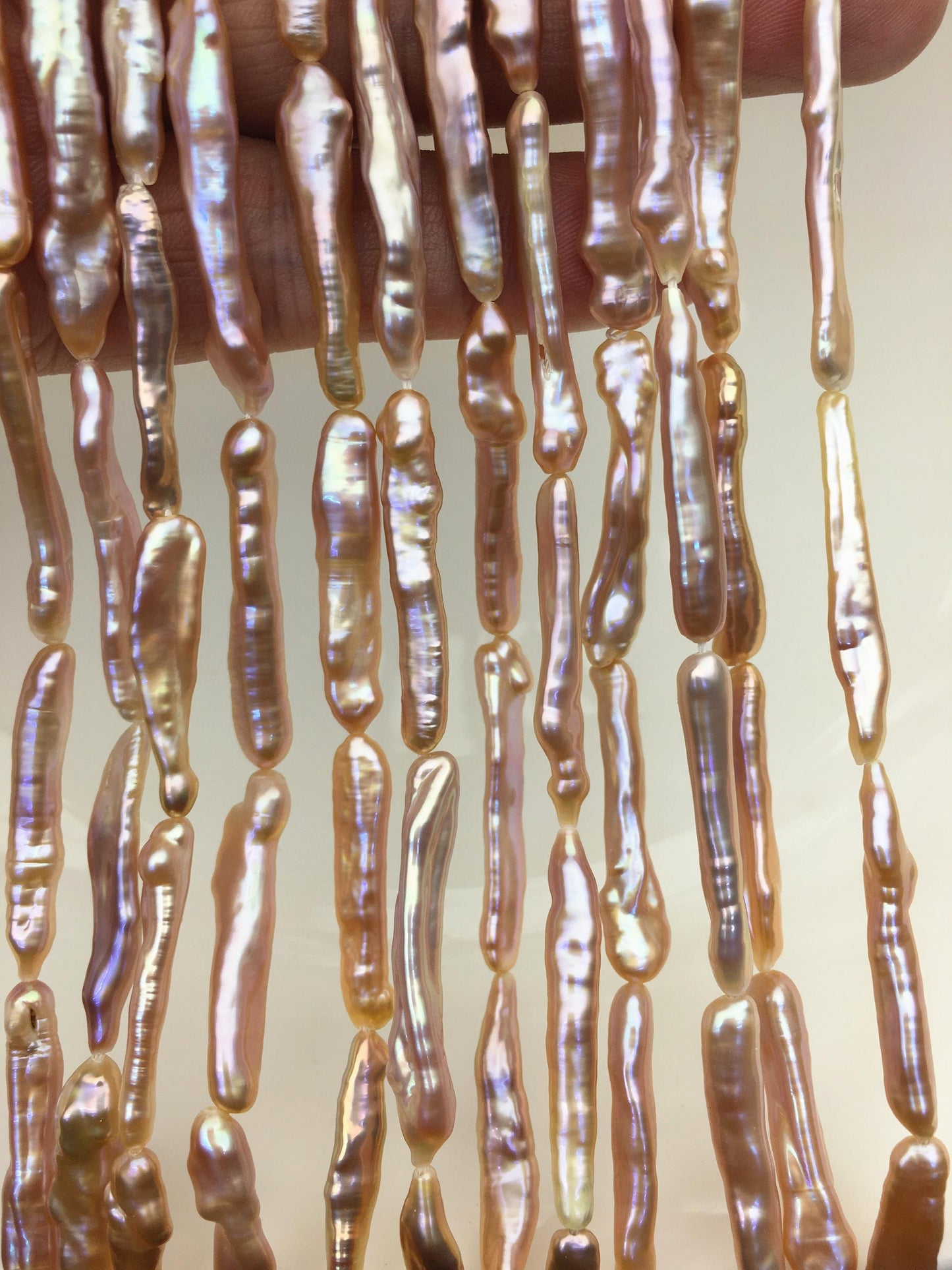 15.5'' AAA 5-7mm natural light purple rainbow Toothpick pearls,ZS-80-25-5