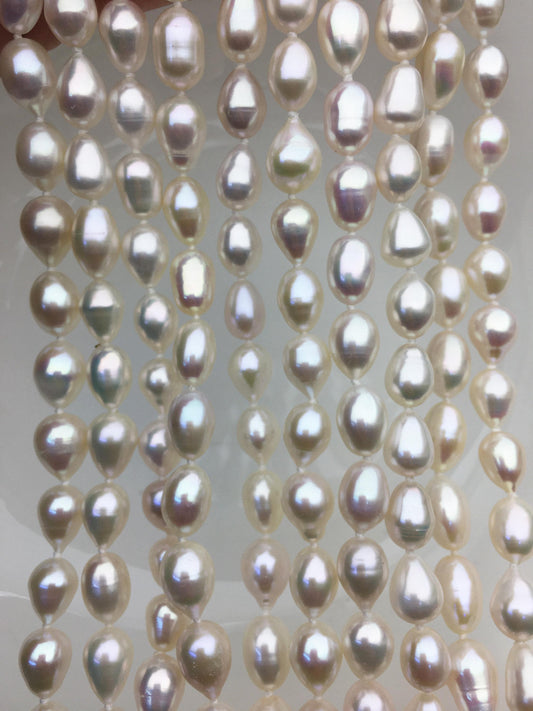 32 inches AA+ 8.3-10mm white rice pearl Necklace,NPN1-T12
