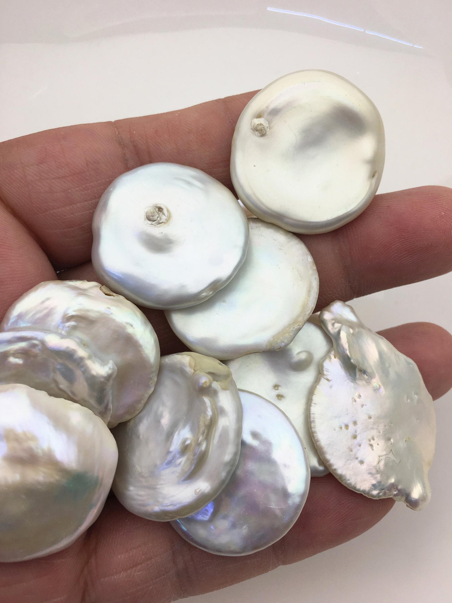 10pcs AA 20-25mm Huge Keshi freshwater pearls,white keshi pearl,no hole,ZS-127-T18