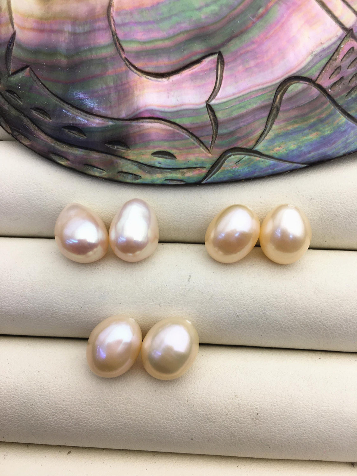 2 pairs AAA 10mm Pink Nugget baroque loose pearl pairs for dangle earrings - 0.9mm top half hole - ZS-103-37-61