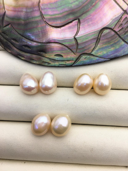 2 pairs AAA 10mm Pink Nugget baroque loose pearl pairs for dangle earrings - 0.9mm top half hole - ZS-103-37-61