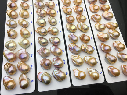 1 pair AAA 13-15mm Natural pink peach Rainbow Flame ball Pearl Pairs - large Baroque freshwater pearl pairs,Fire Ball Pearl,FL15-3A-8-28
