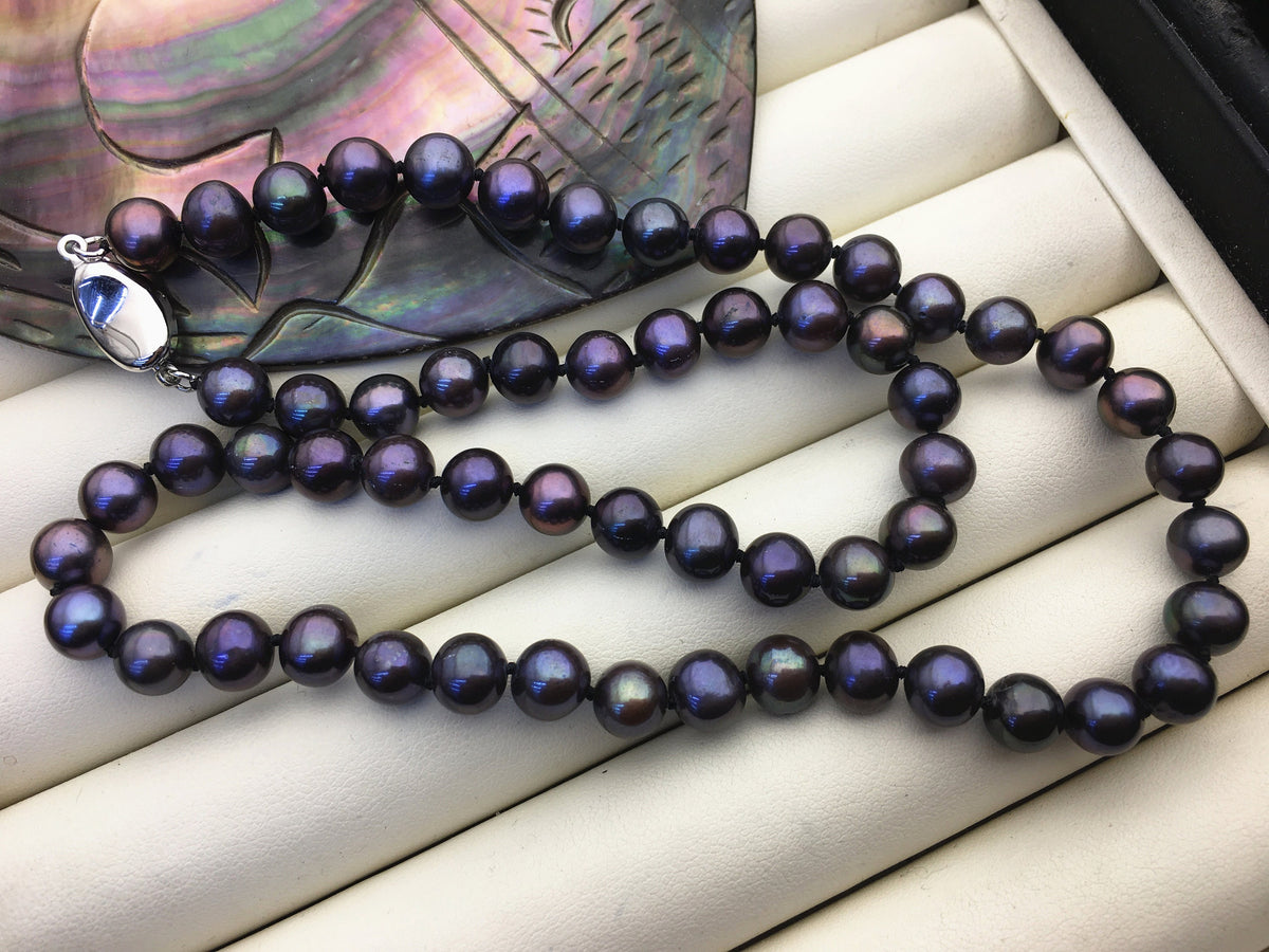 18'' AAA 7-7.5mm Brown Black Potato Freshwater pearl Necklace,NPN1-T24