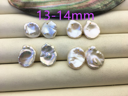 1 pair AAA 10-20mm White keshi Freshwater Pearl White loose Beads Pair,wholesale,0.9mm top side hole,ZS-103-37-47